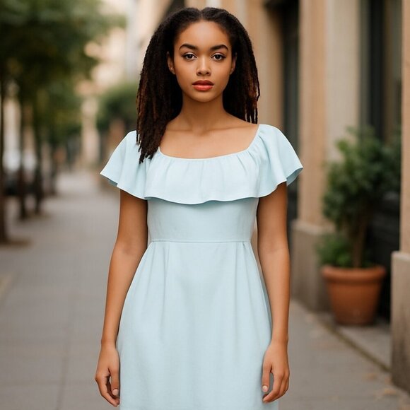 Halston Heritage MEC152351 Foam Lined Off Shoulder Knee Length Dress Size 8 NWT - Picture 1 of 13